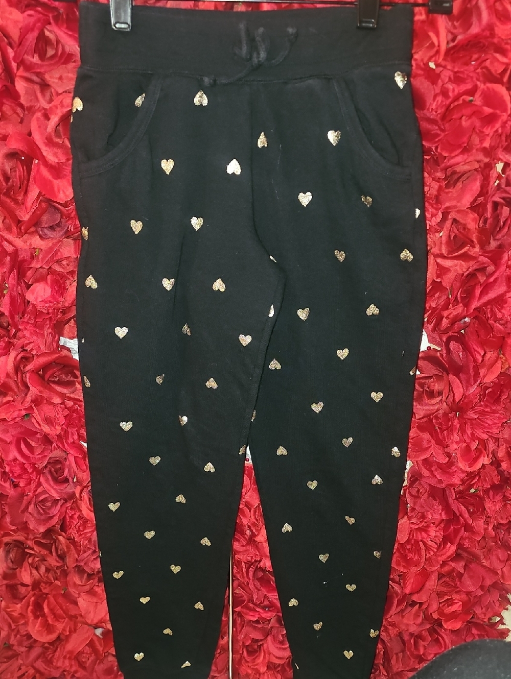 Circo Girls Black Joggers with Gold Heart Accents Size 10/12